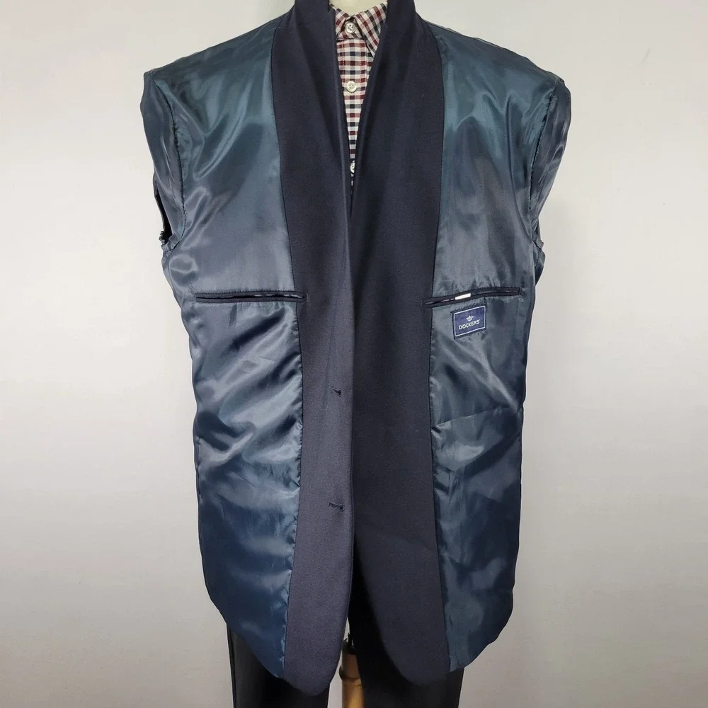 Dockers Men's Sport Coat Blazer Two Button‎ Deep Navy Polyester Wool 46R